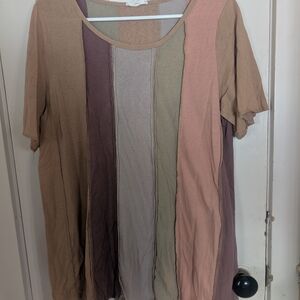 Easel Earthy Tones Short Sleeve Top